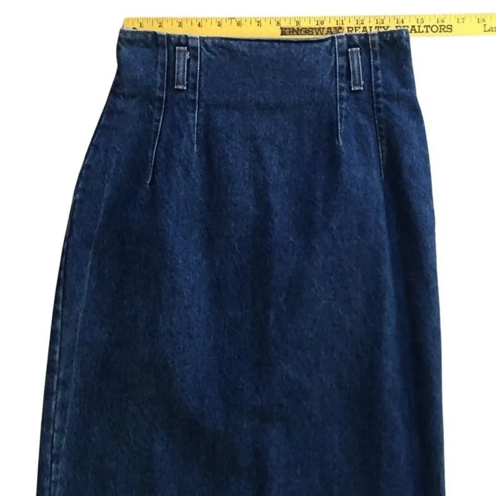 Hunt Club High Waisted Denim Maxi Pencil Skirt Womens Sz 8 VTG 80s Classic Jeans